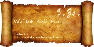 Vétek Zsófia névjegykártya